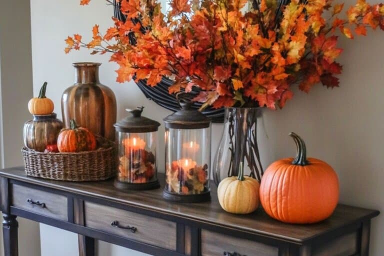 15 Easy Rustic Fall Entry Table Decor to Copy This Season